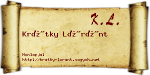 Krátky Lóránt névjegykártya